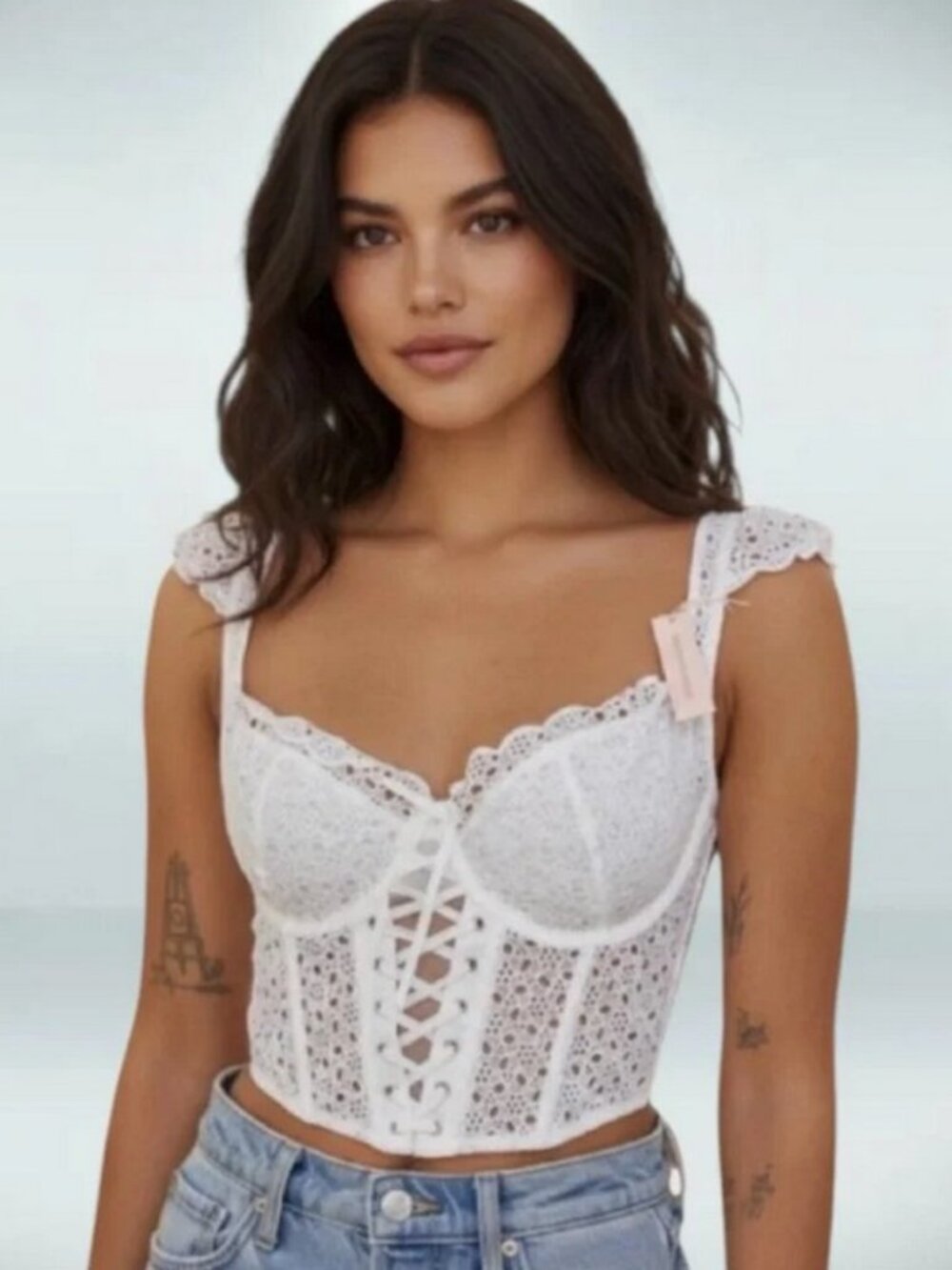 Victorias Secret XS white unlined eyelet corset bra - perfect condition.